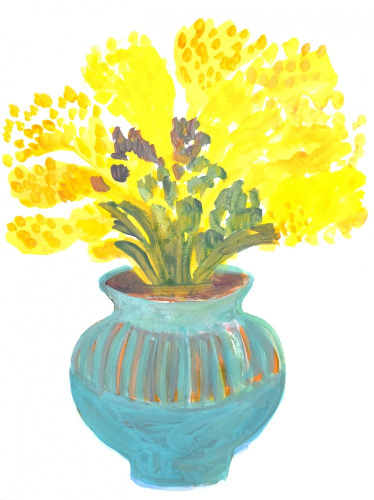 Helle gelbe Blumenvase von Iria Fernandez