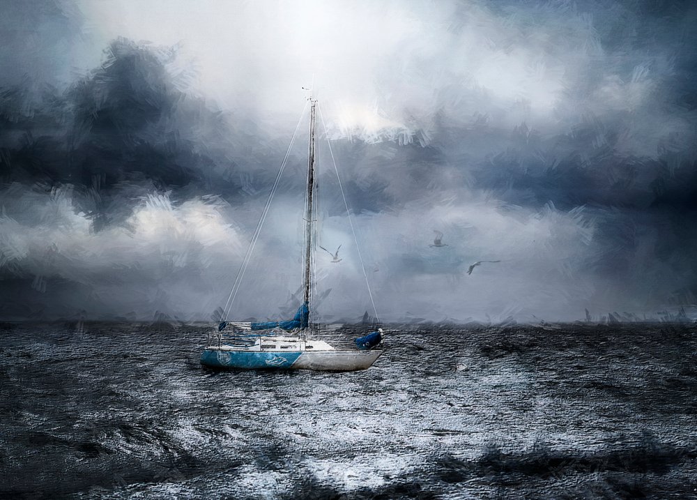 Stürmisches Ozeansegelboot von Jana Broskina