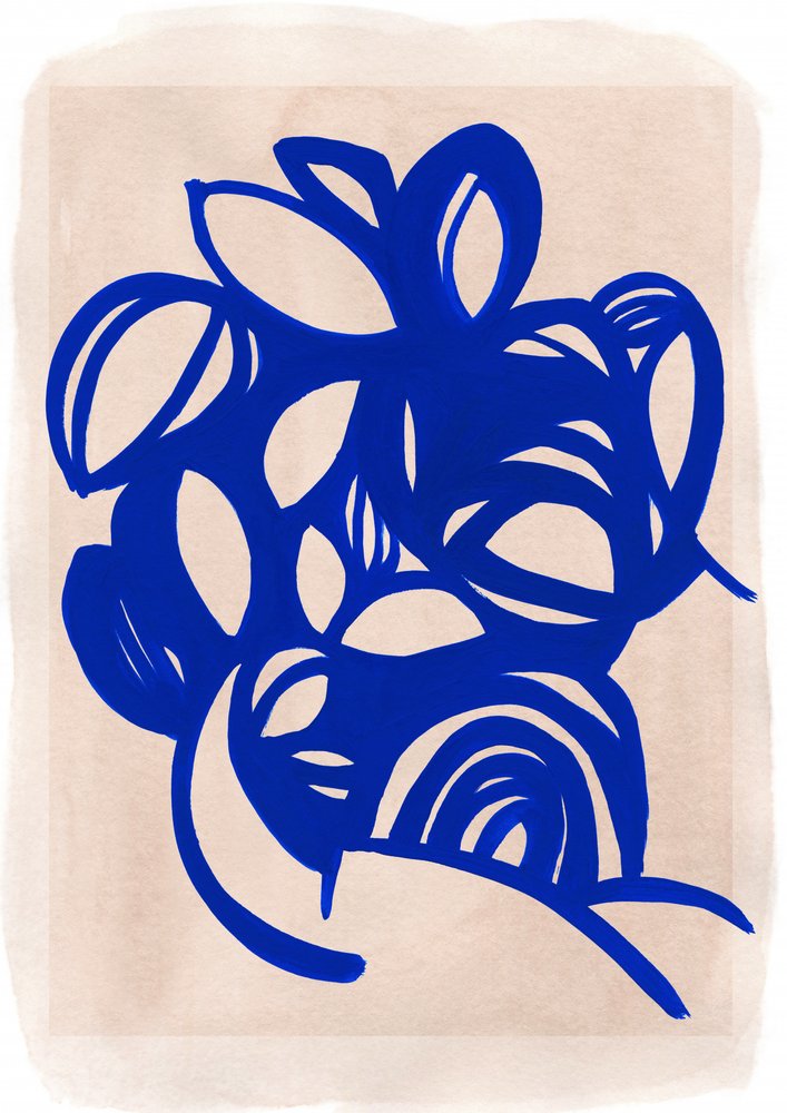 Blaues Abstraktes Florales von Jenja Braun