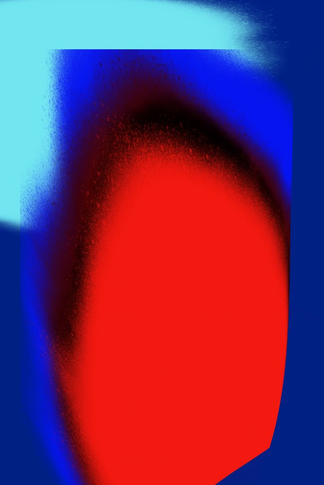 Fließendes Rot-Blau-Abstrakt von Jilli Darling