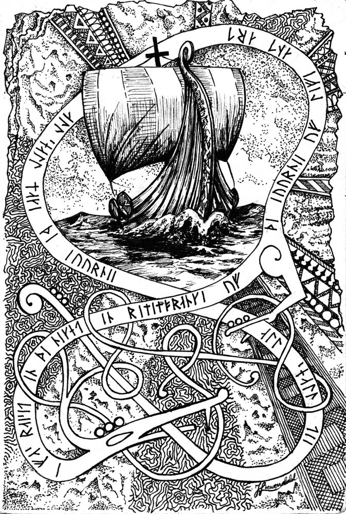 Nordisches Runenschiff von Johan Liewendahl