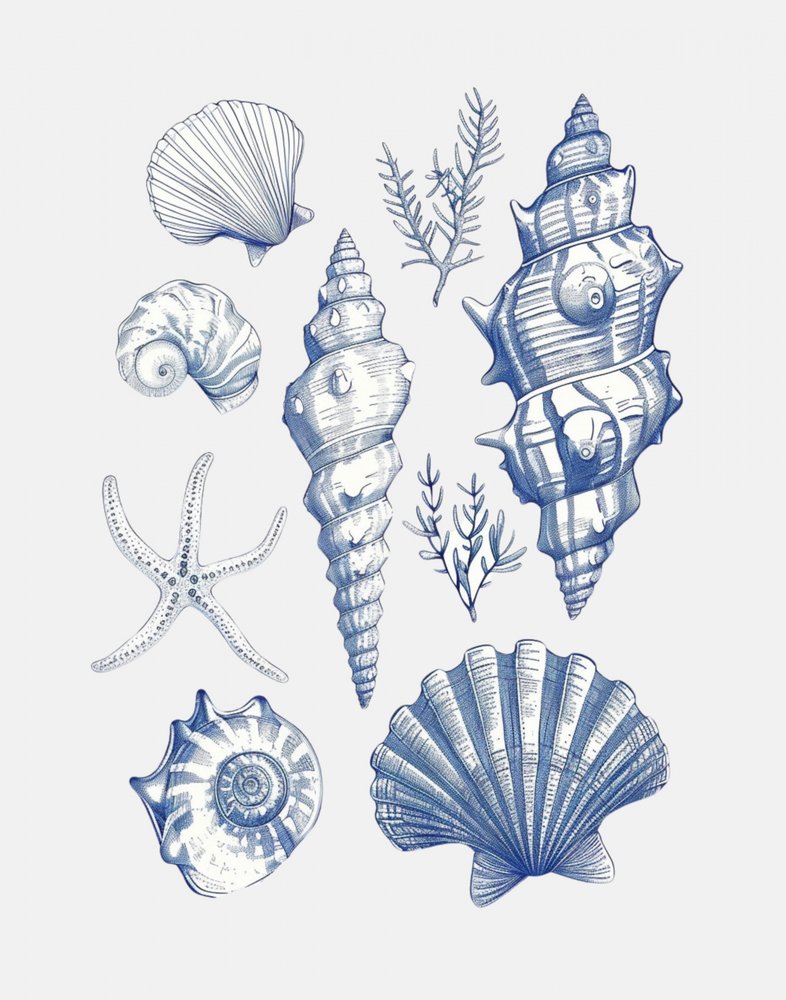 Blaue Nautische Muscheln von Jolly and Dash