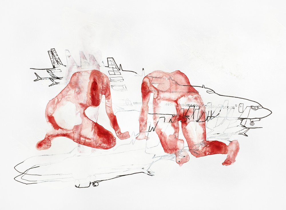 Rote Figuren Reiseskizze von Joshua Hoskins