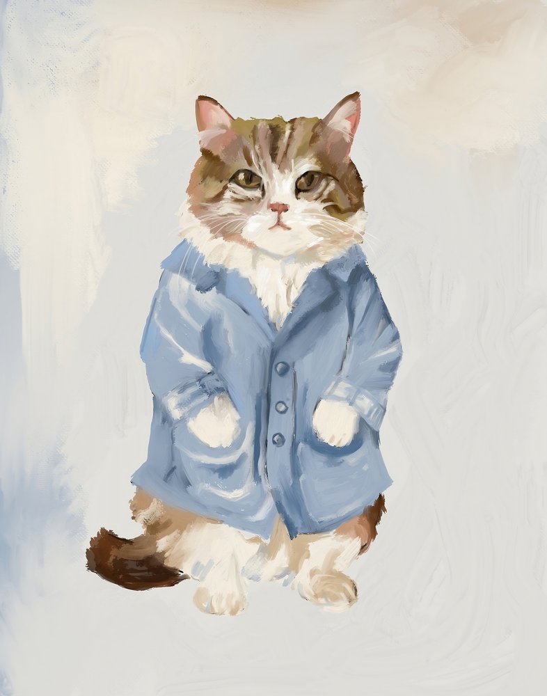 Niedliche Katze im blauen Mantel von Josie George