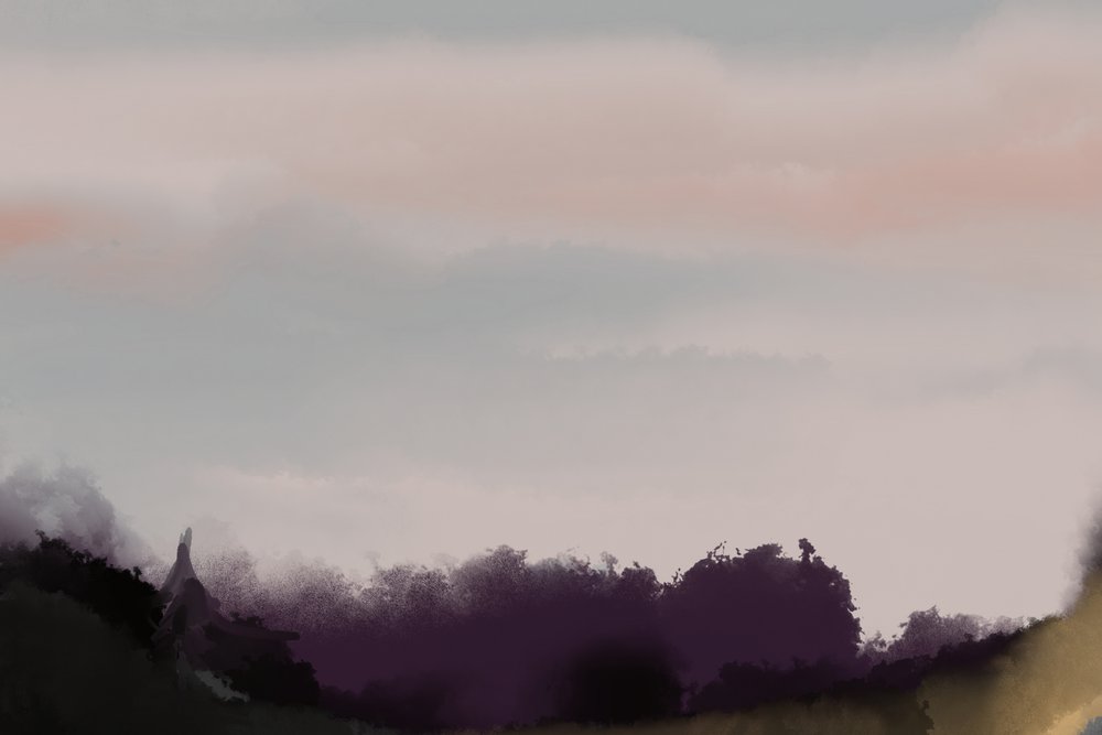 Nebelige violette Berge von Josie George