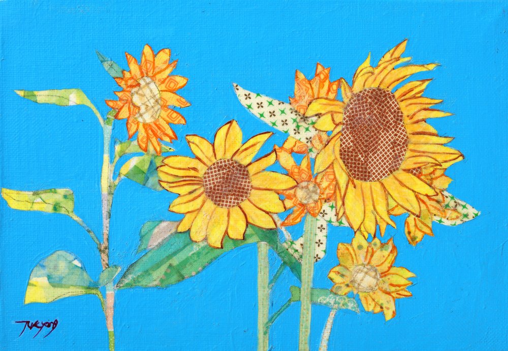 Helle Sonnenblumencollage von Jukyong Park