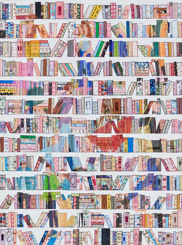 Bunte Bücherregalmuster von Jukyong Park
