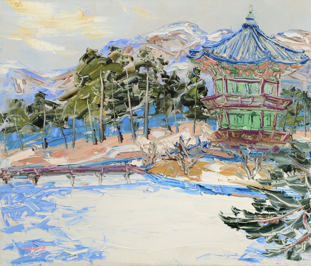 Verschneiter Koreanischer Pavillon von Jukyong Park