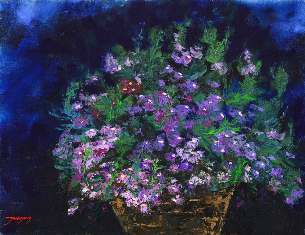 Lebhafter Blumenkorb von Jukyong Park