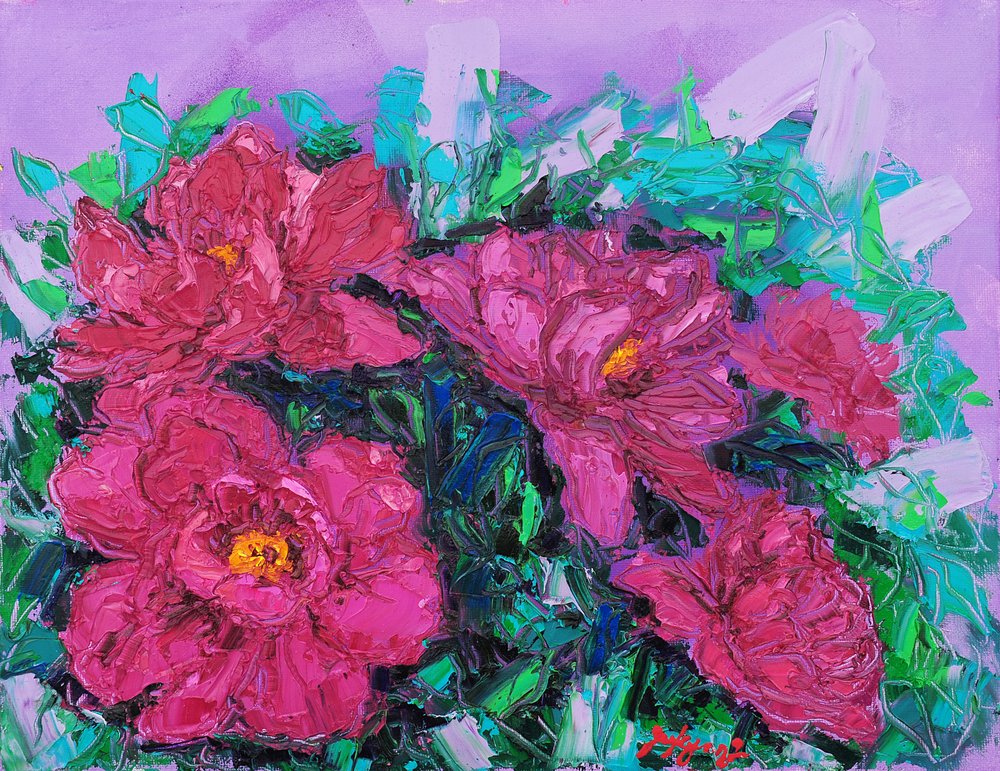 Lebendige magentafarbene Blüten von Jukyong Park