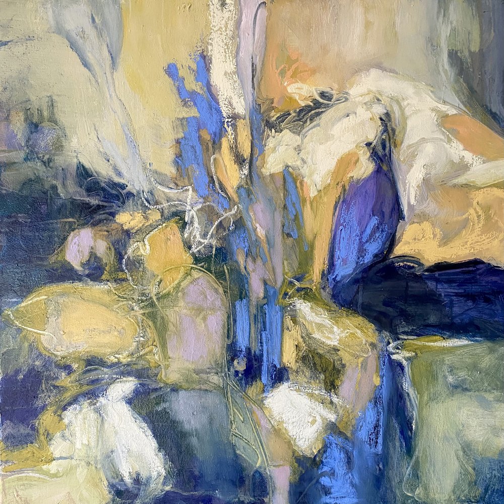 Blau-gelber abstrakter Fluss von Julia Purinton