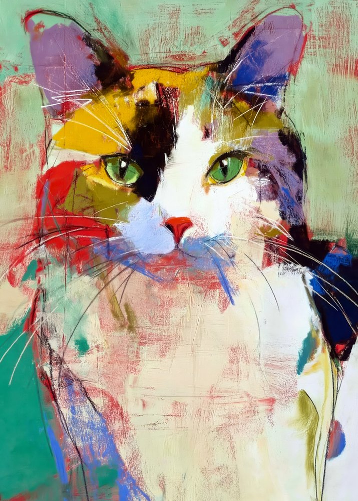 Buntes Abstraktes Katze von Justyna Jaszke