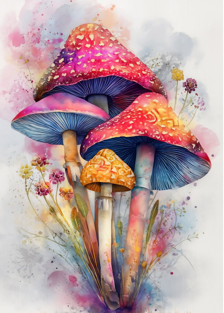 Bunte Aquarellpilze von Justyna Jaszke