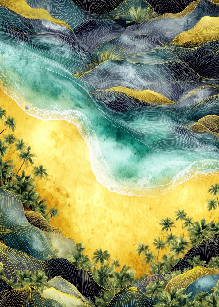 Goldenes Strandabstrakt von Justyna Jaszke