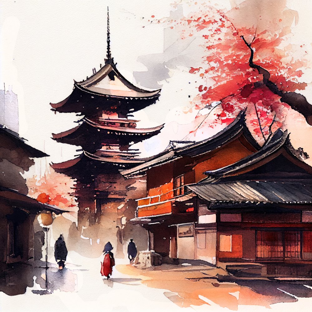 Ruhige Japanische Tempelstraße von Justyna Jaszke