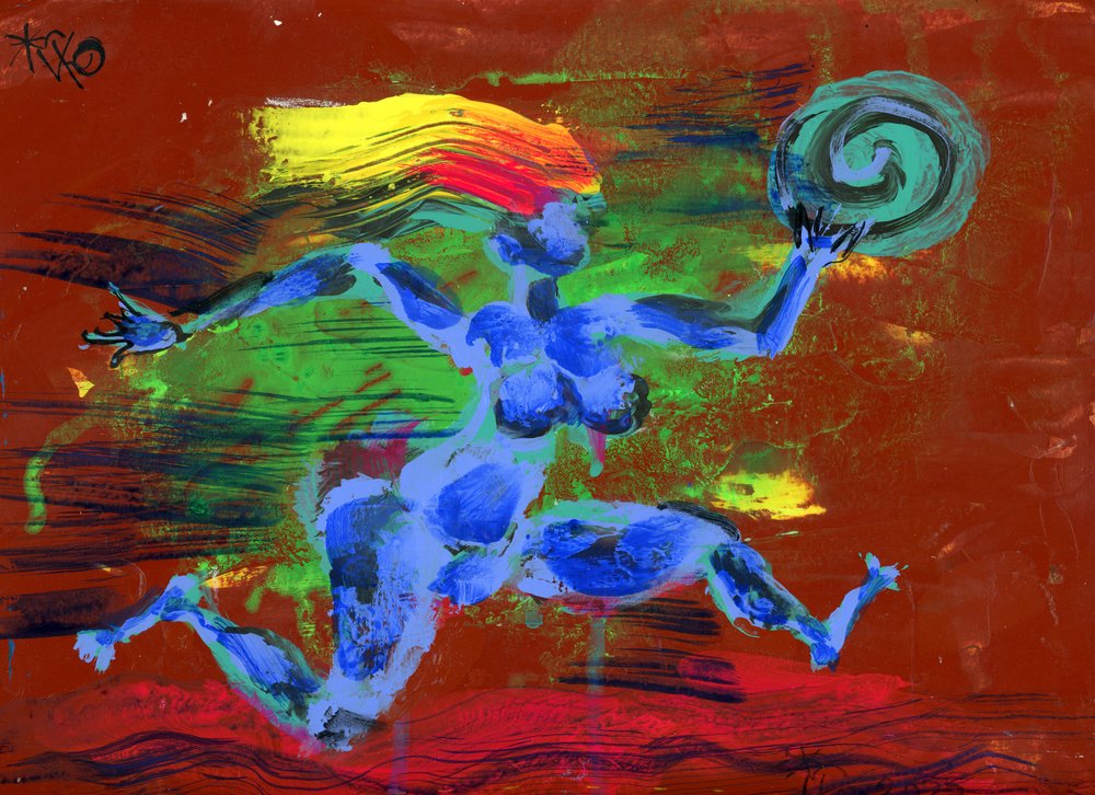 Dynamische blaue Frau von Kanat Ibragimov