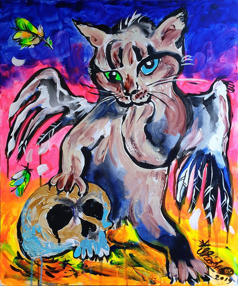 Mystische Katze und Schädel von Kanat Ibragimov