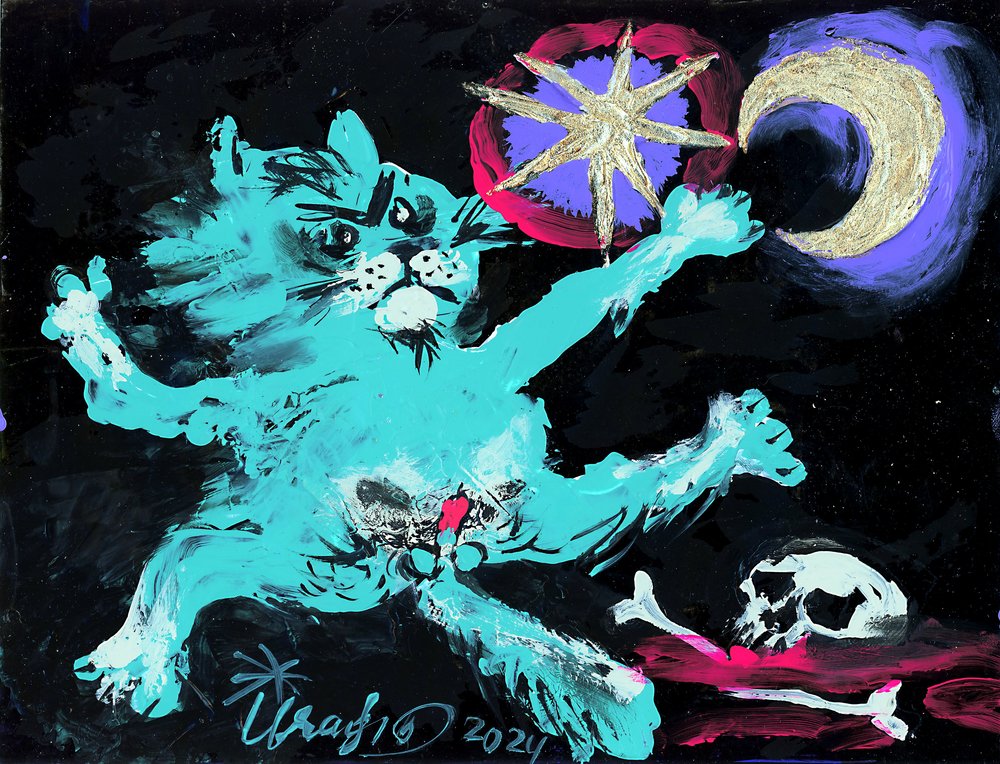 Mystische Katze und Mond von Kanat Ibragimov