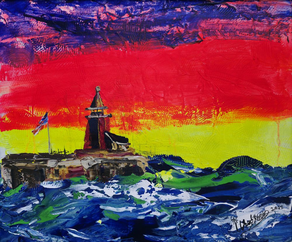 Lebhafter Leuchtturm-Sonnenuntergang von Kanat Ibragimov