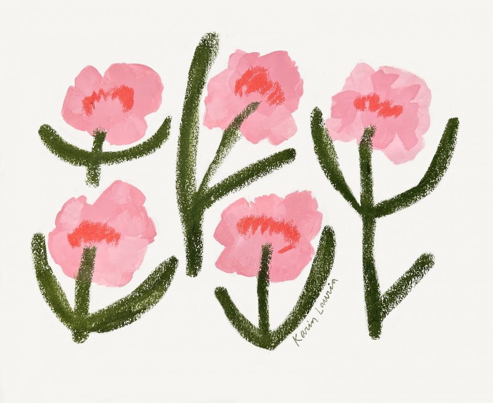 Moderne Rosa Blumen von Karin Lauria