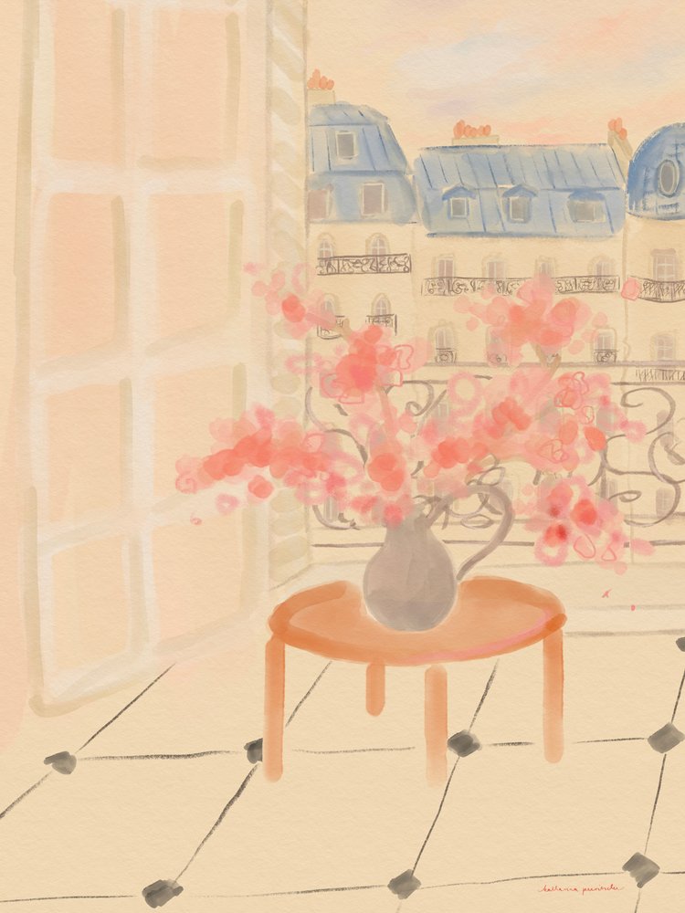 Kirschblüten In Pariser Wohnung von Katharina Puritscher