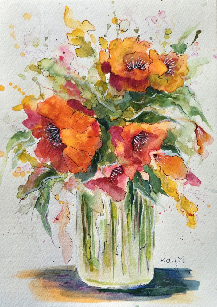 Lebhaftes Mohnbouquet von Kay Shanley