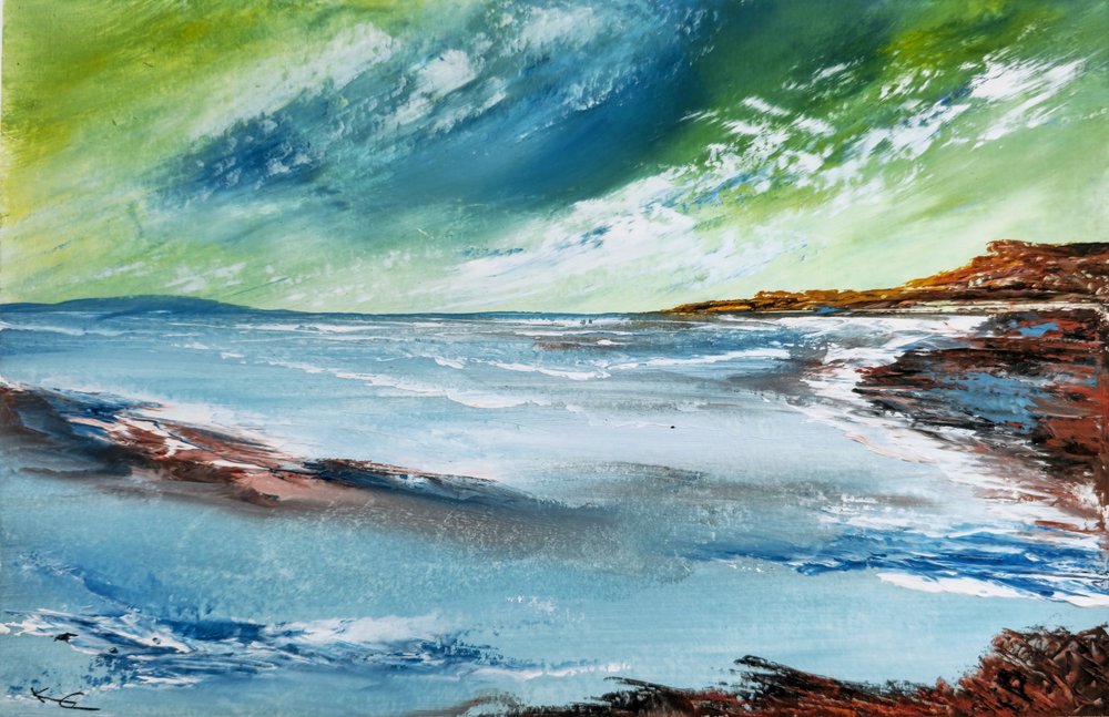 Grüner Himmel Ozeanblick von Kenneth Cowins