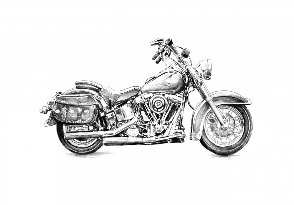 Klassische Motorradzeichnung von Kulik
