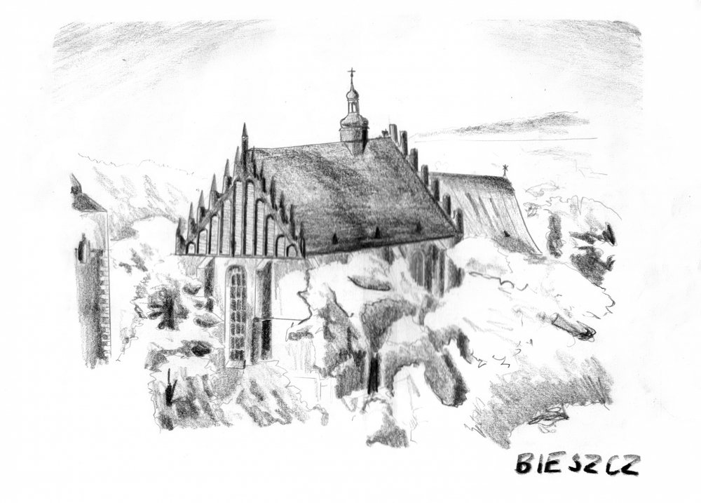 Winterliche gotische Kirchenskizze von Kulik