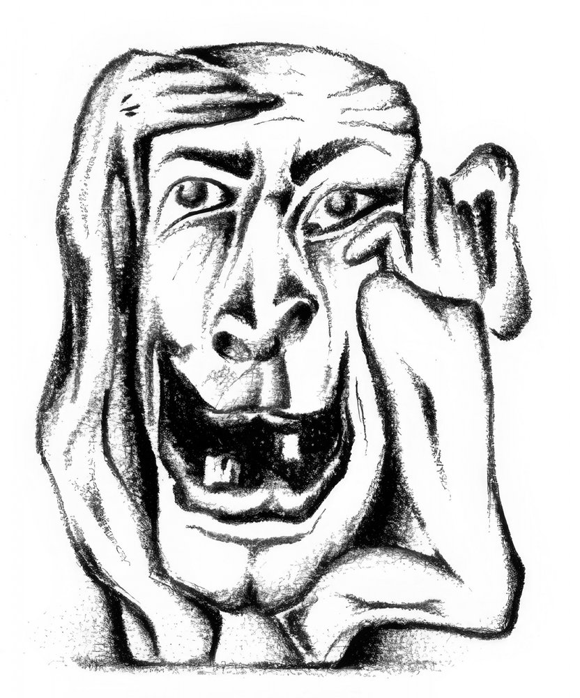 Groteskes lachendes Gesicht von Kulik
