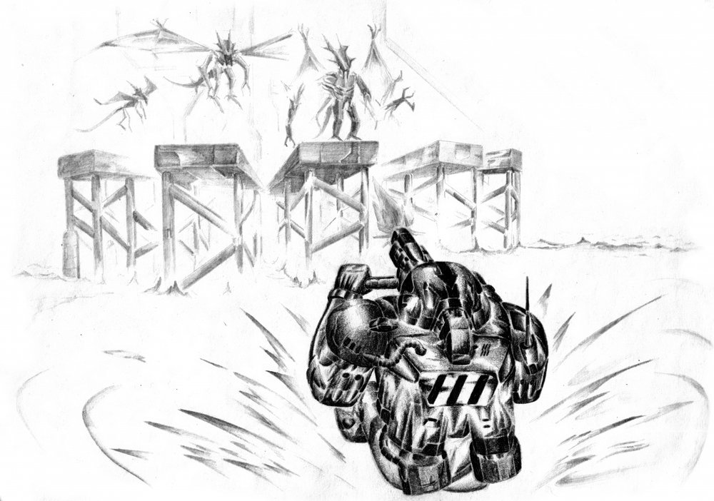 Mech gegen Monster von Kulik