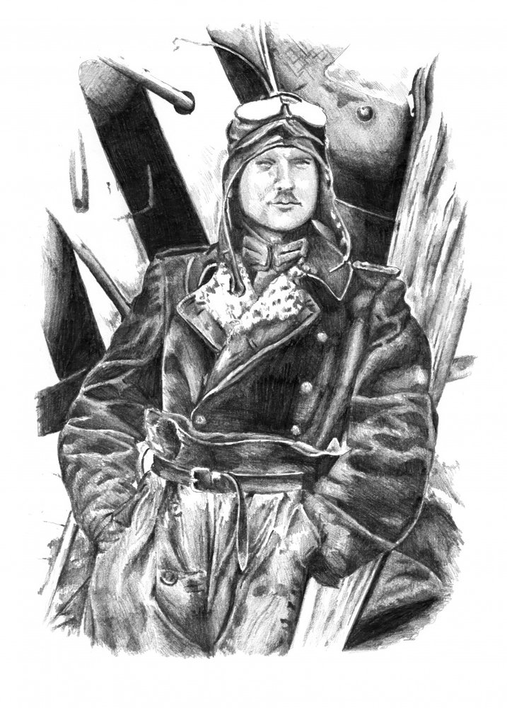 Vintage Pilotporträt von Kulik
