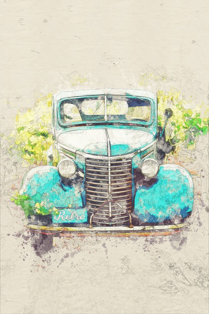 Retro-Teal-Truck von Lembayung senja studio [Vintage Poster]