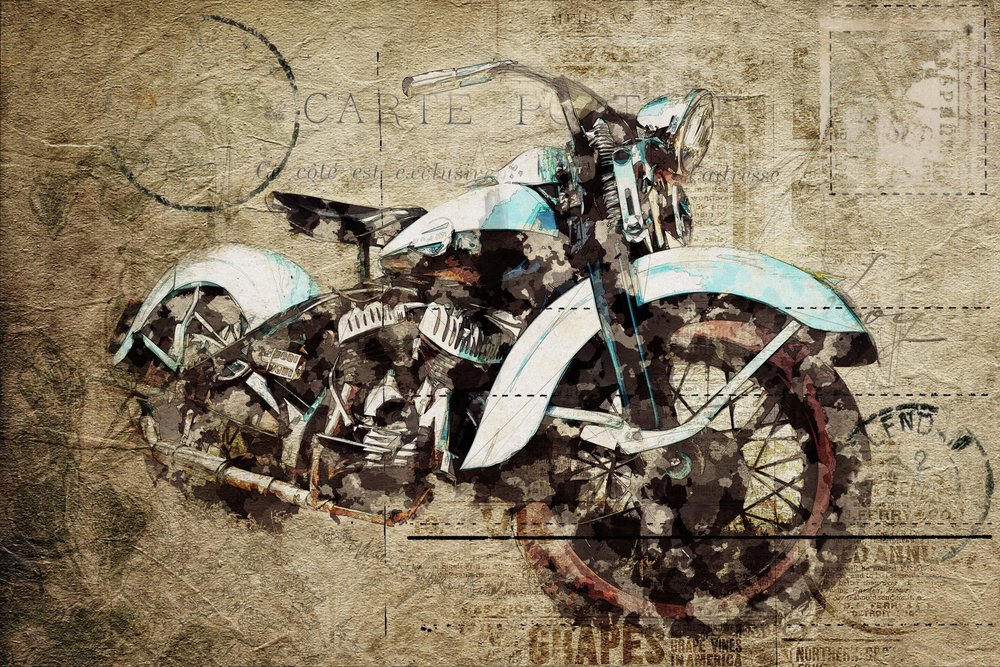 Vintage-Motorrad-Grunge von Lembayung senja studio [Vintage Poster]