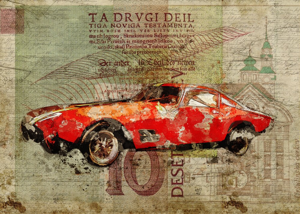 Vintage Roter Sportwagen von Lembayung senja studio [Vintage Poster]
