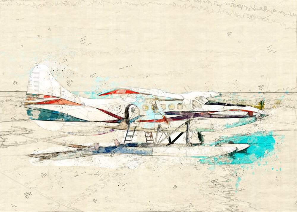 Vintage Wasserflugzeug Skizze von Lembayung senja studio [Vintage Poster]