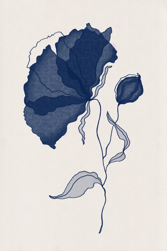 Abstrakte Indigo-Blüte von Lena Refur