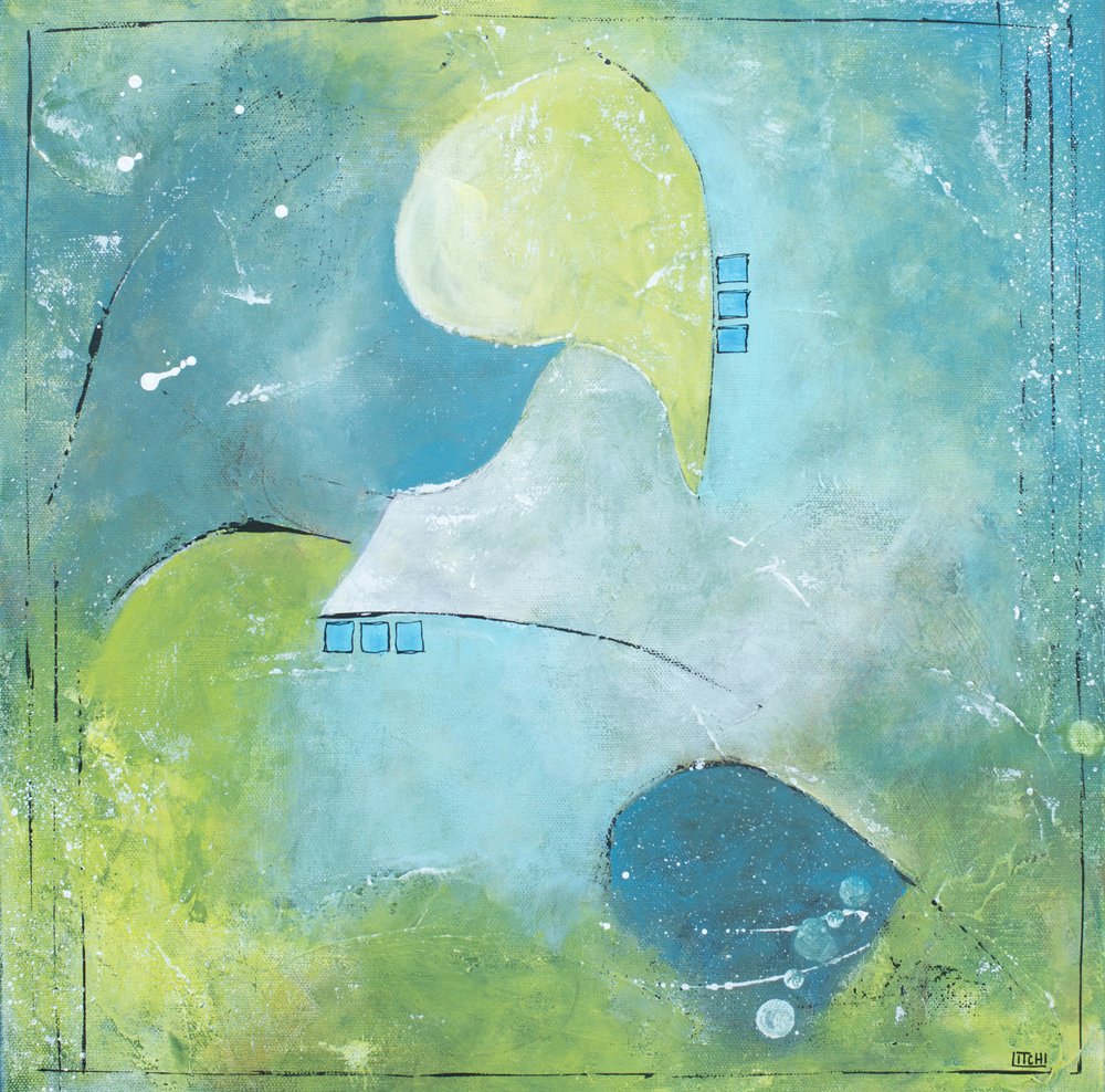 Grün-blauer abstrakter Fluss von Lillian Christiansson