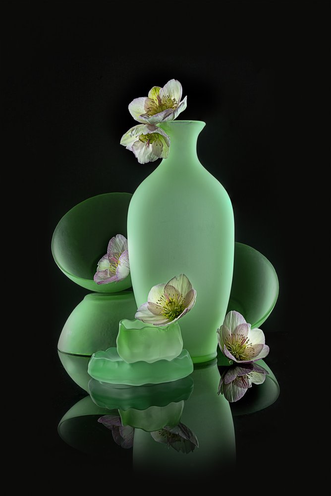 Elegantes Grünes Blumenmuster von Lydia Jacobs