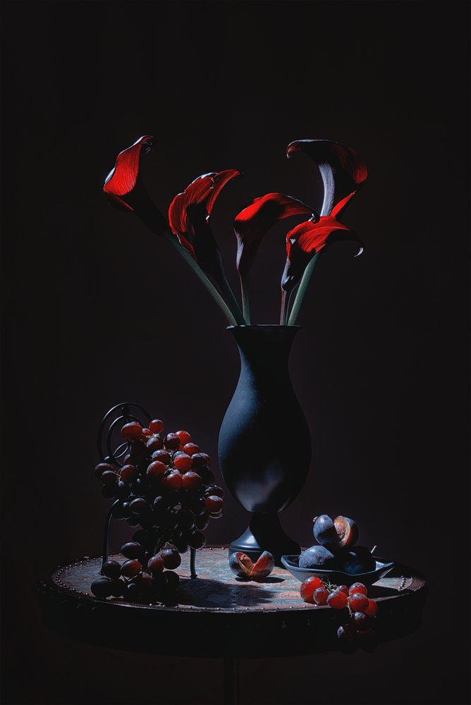 Elegante Rote Calla-Lilien von Lydia Jacobs