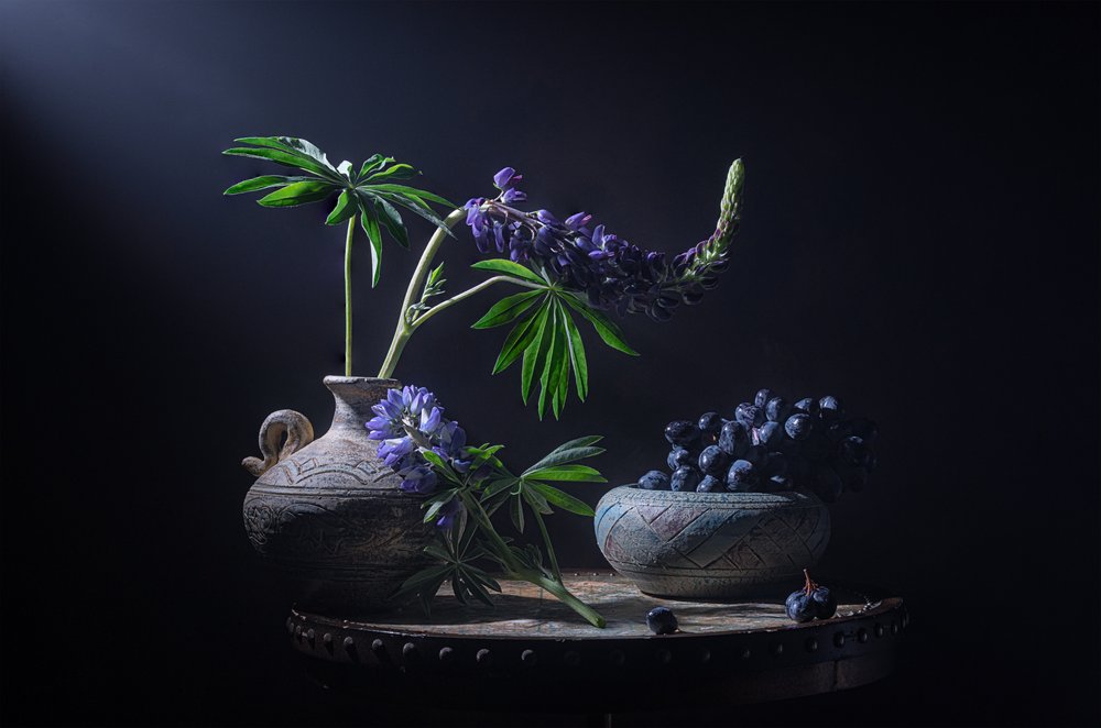 Stimmungsvolle Lupinen und Beeren von Lydia Jacobs