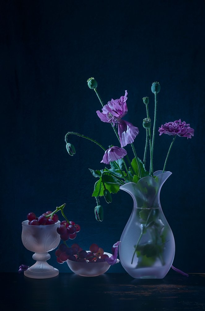 Stimmungsvolle Mohnblumen und Früchte von Lydia Jacobs