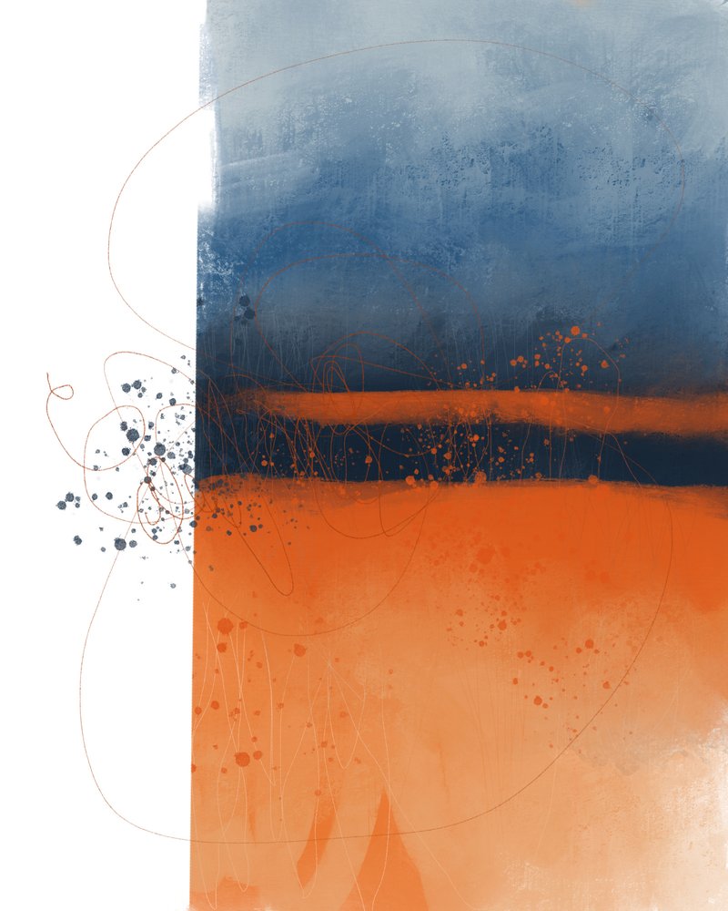Abstrakte Blaue Orange von MANSI SAXENA