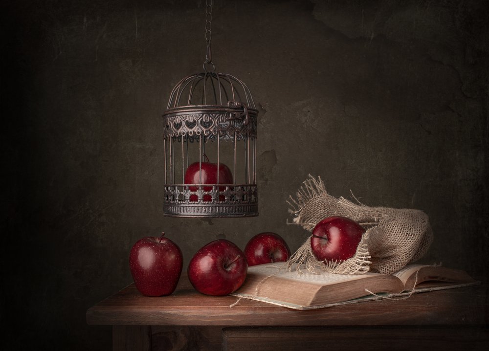 Rustikale Äpfel und Buch von Margareth Perfoncio