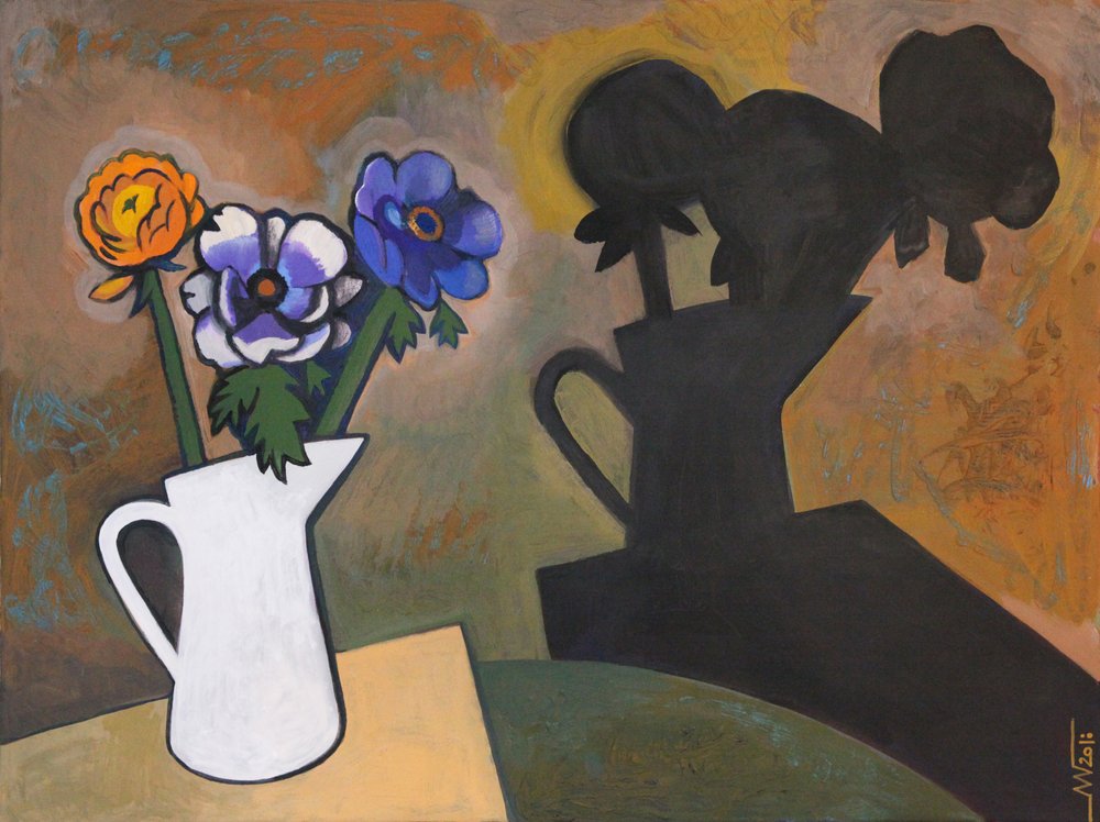 Floral Stillleben mit Schatten von Marina Gorkaeva