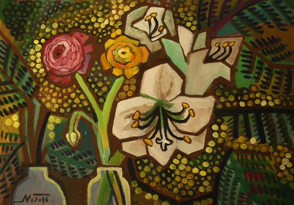 Lebendiges Blumen-Stillleben von Marina Gorkaeva