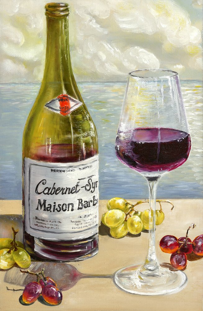 Stillleben mit Rotwein von Marina Kozyr