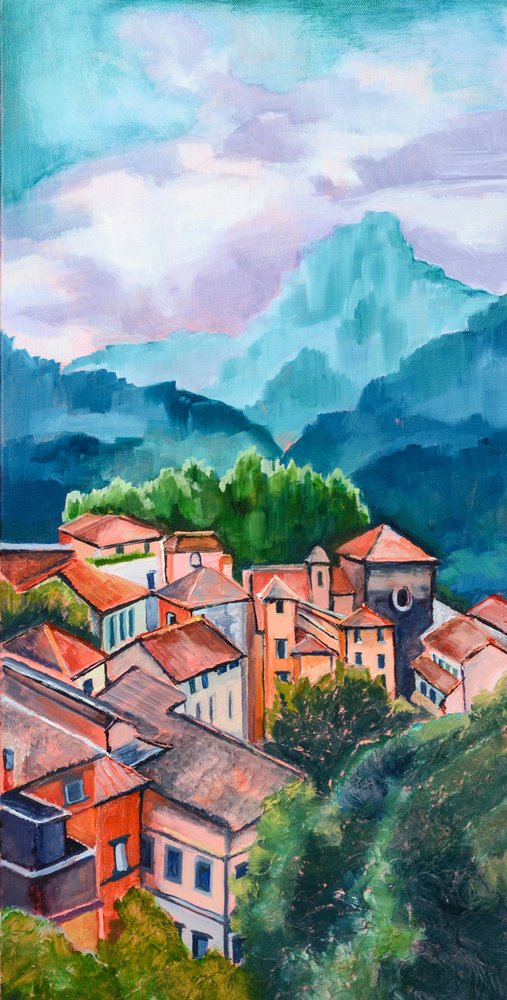 Bunte Hangstadt von Maxine Shore