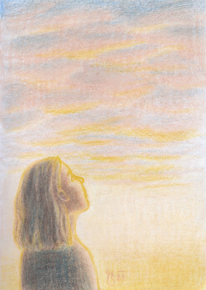 Friedlicher himmelwärts gerichteter Blick von Mirjam Schrei
