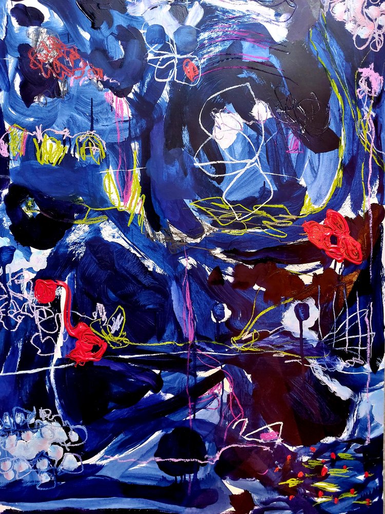 Dynamische Blaue Abstraktion von Monika Riethmueller